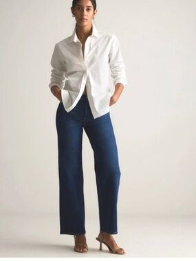 Quince Bella Stretch Relaxed Straight Jeans Stormy Blue Size 28.